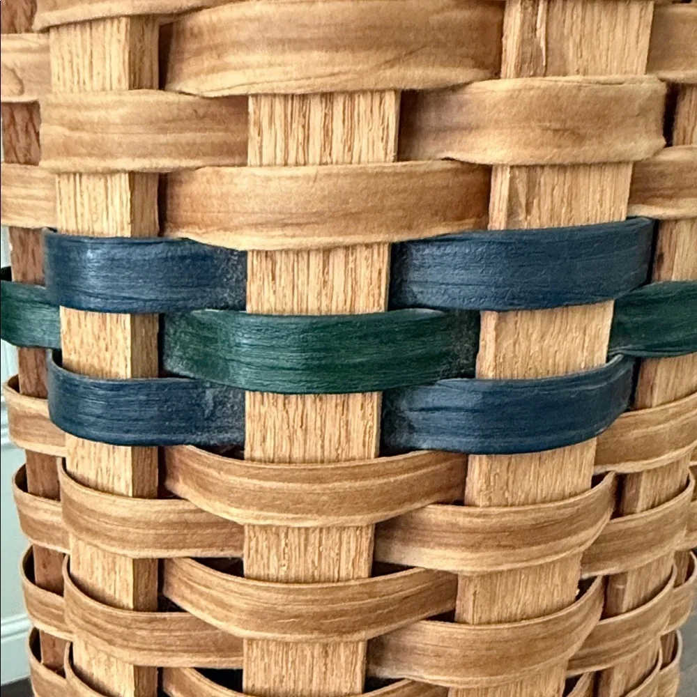 Longaberger Inspired Umbrella Basket with Brown and Green/Blue Weave